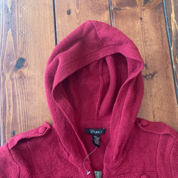 NWT Cupio Medium Rumba Red Hooded Full Zip Military Style Jacket Women's - Picture 10 of 14